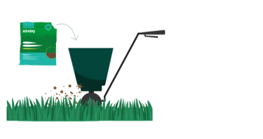 Illustration depicting filling spreader with dry granular fertilizer