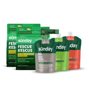 Start Your Lawn from Scratch Kit includes: Fescue Rescue Grass Seed, Lawn Starter, Lawn Kickstart, Lawn Aid, and NEW Replacement Sprayer