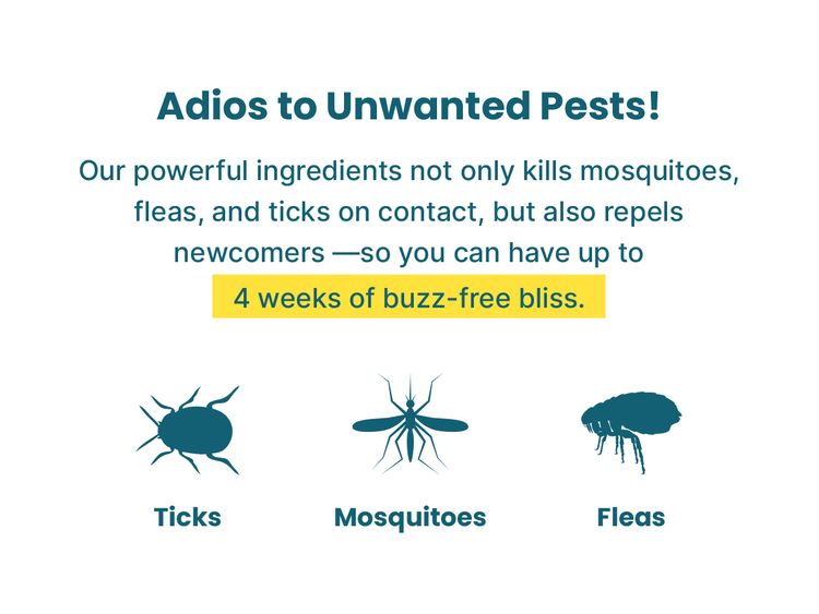 Repels ticks, mosquitoes and fleas