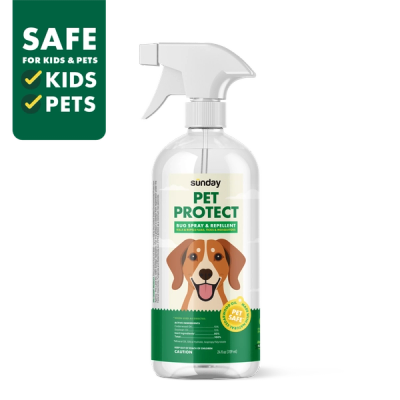 Sunday Pet Protect Bug Spray and Repellent 24 oz bottle natural flea and tick spray for dogs
