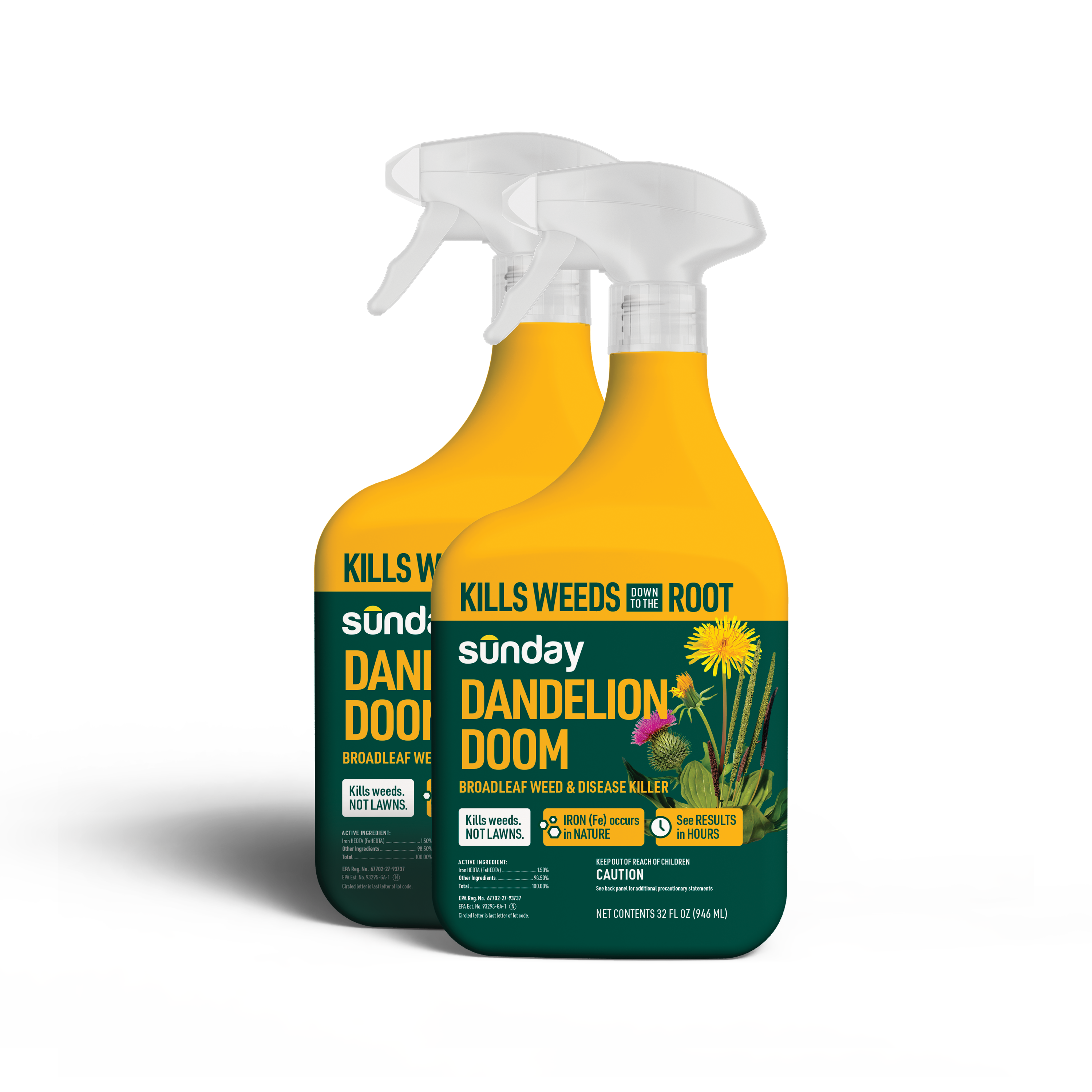 Dandelion Doom ready-to-use weed control spray bottles