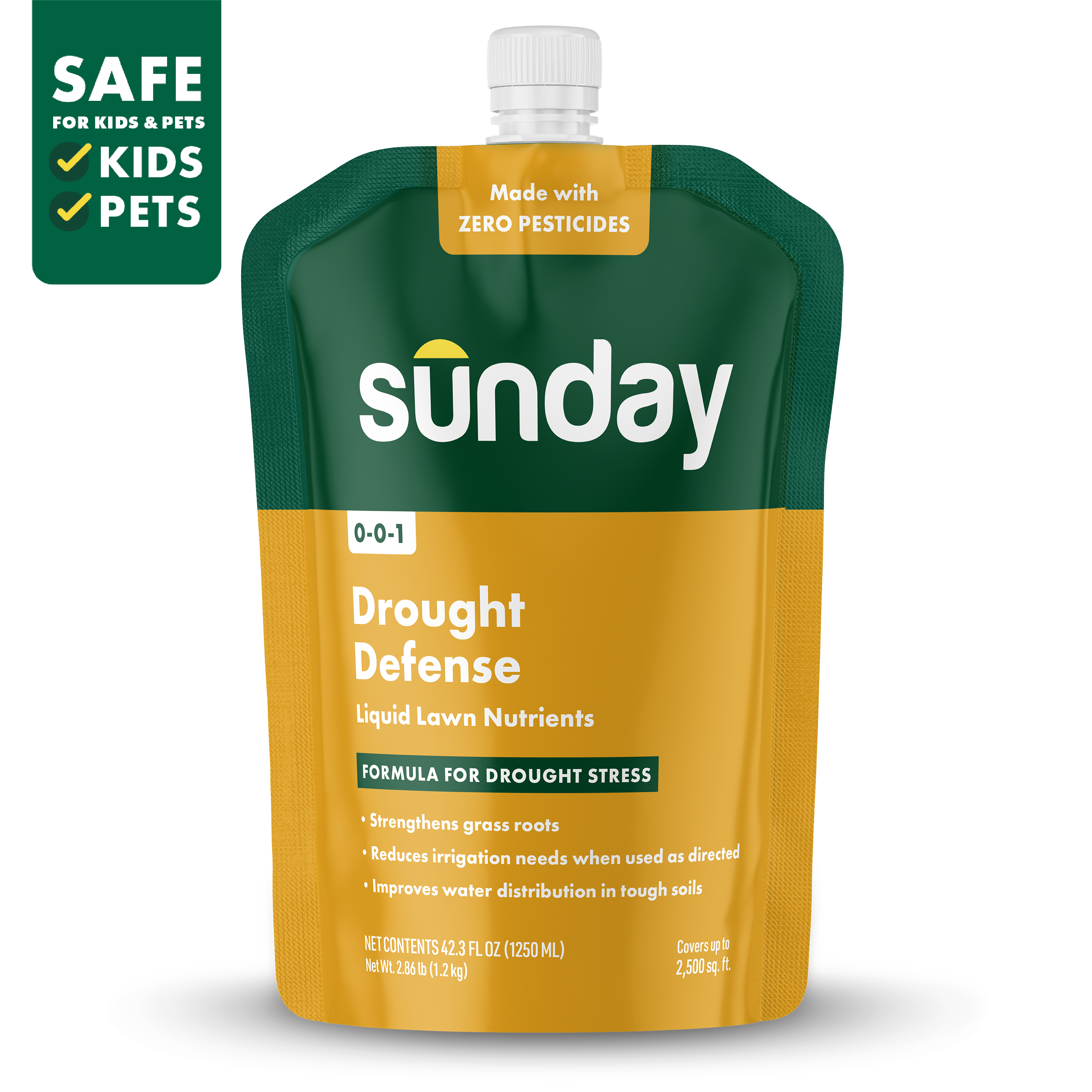 Sunday Drought Defense lawn treatment 42.3 fl oz liquid fertilizer pouch with hose-end sprayer
