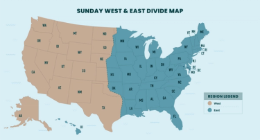 Illustration depicting the divide between the eastern and western United States