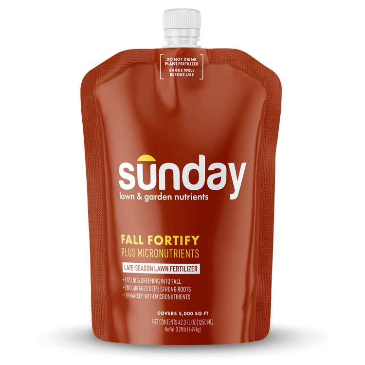 Fall Fortify Plus liquid lawn fertilizer pouch