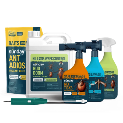 Home & Yard Pest Control Kit includes: Mosquito Deleto Bug Control Spray & Repellent, Nix Ticks Bug Control Spray, Ant Adios Insect & Ant Killer, Bug Doom Indoor Insect Spray, Trigger Sprayer, Motorized Wand Sprayer, and Bug Doom Home Barrior Spray