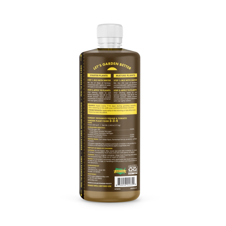 Veggie & Tomato back of bottle