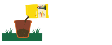 Illustration of applying flower plant food to container planting