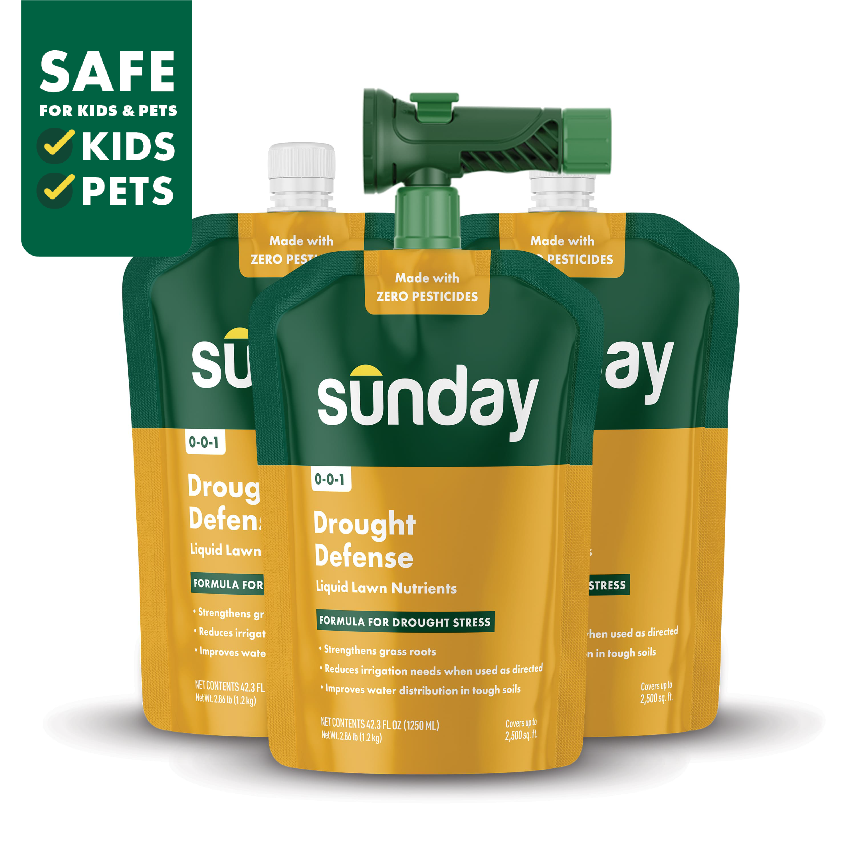 3 pouches of California Drought Defense Lawn Treatment