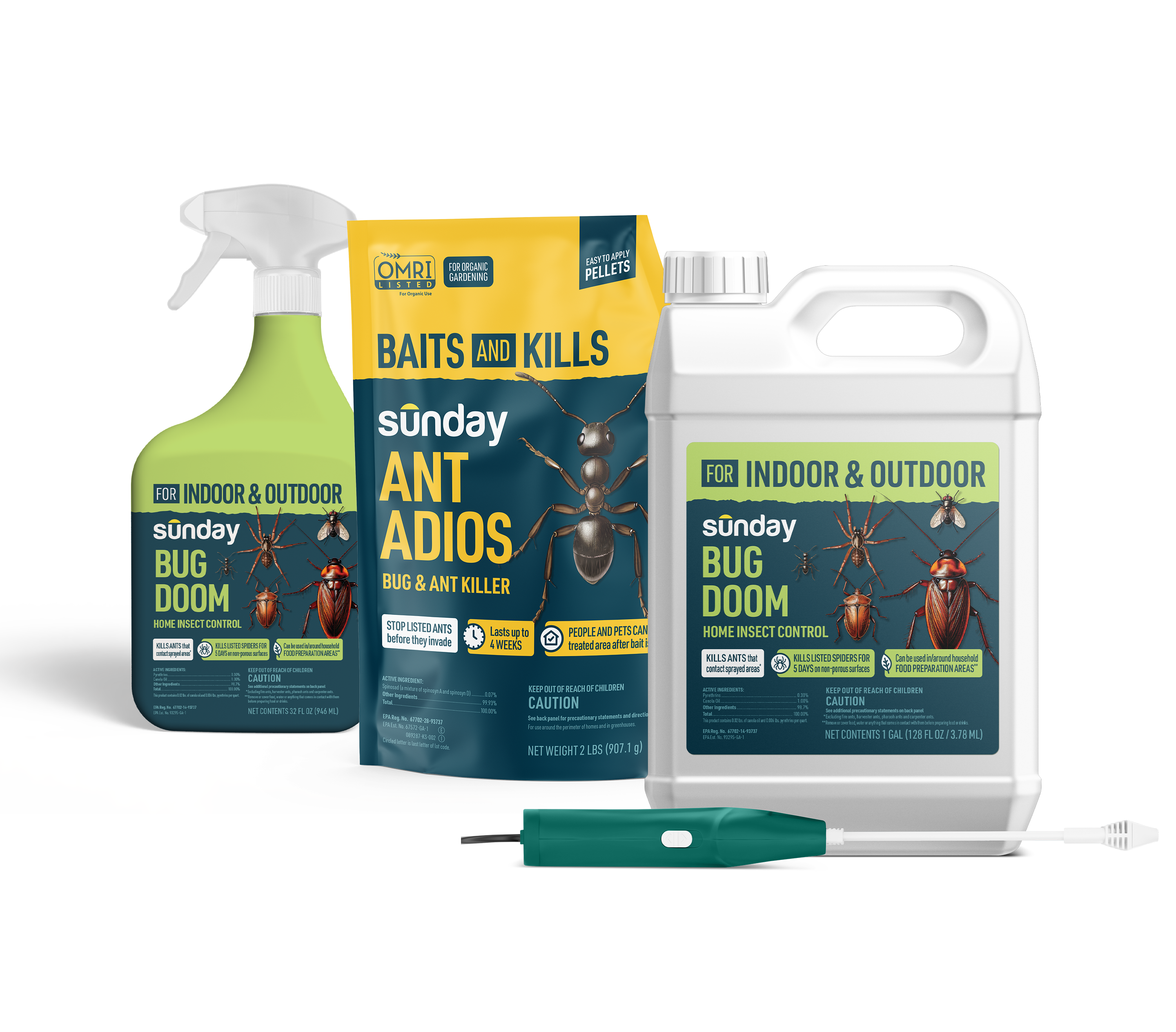 Bug doom (indoor & outdoor) and ant adios 