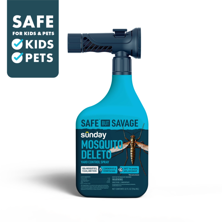 Sunday Mosquito Deleto bug control spray 32 oz hose-on bottle with green label