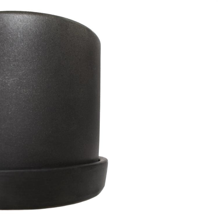 Side view of black hyde planter