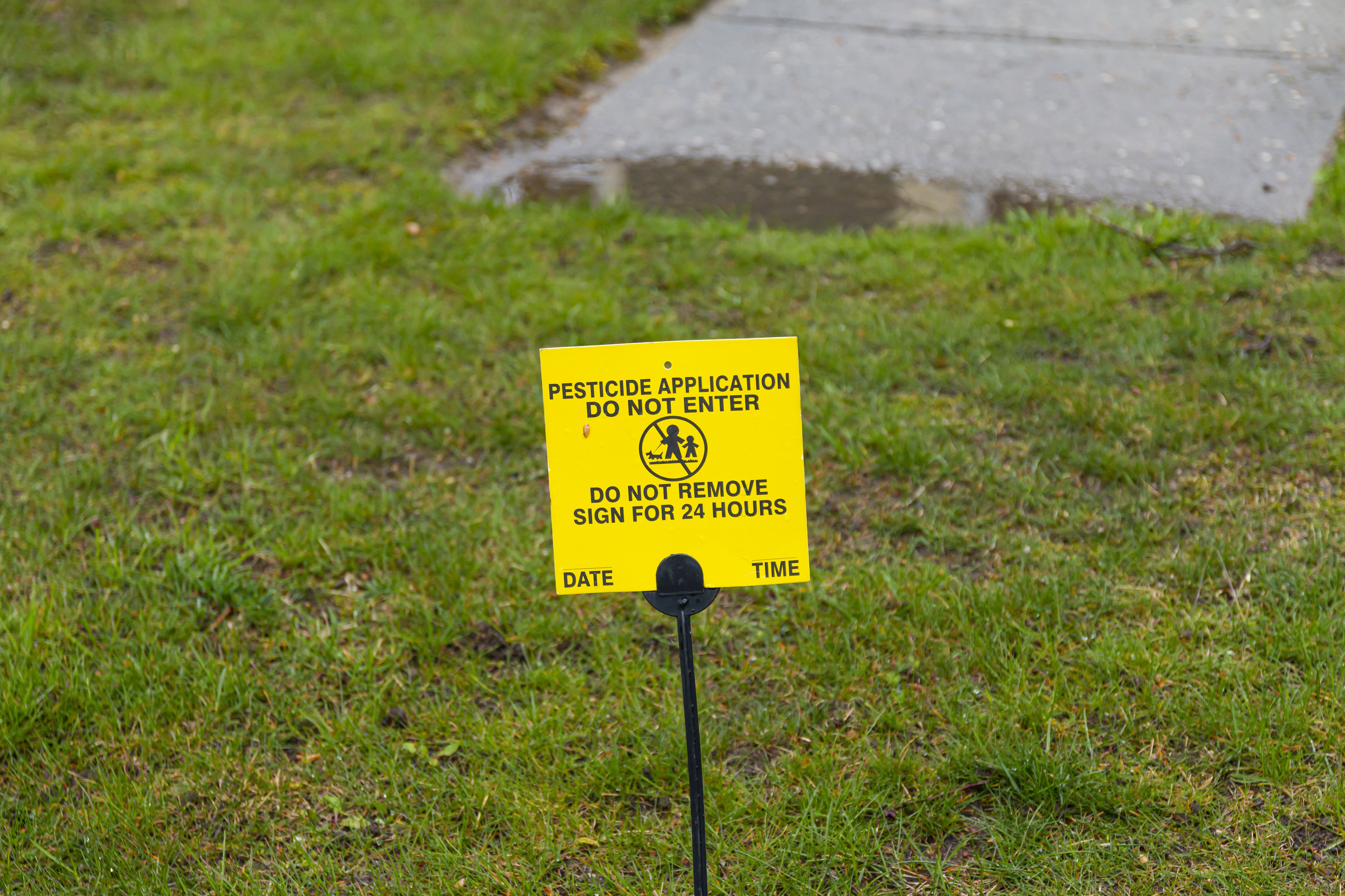 Pesticide application warning sign