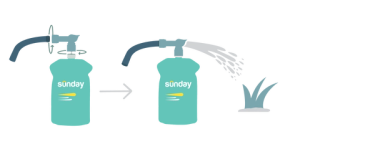 Illustration depicting attached Sunday Pet Patch sprayer to hose