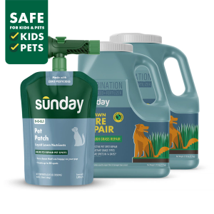 Pet Patch Kit includes: Pet Lawn Bare Repair, Pet Patch, and NEW Replacement Sprayer
