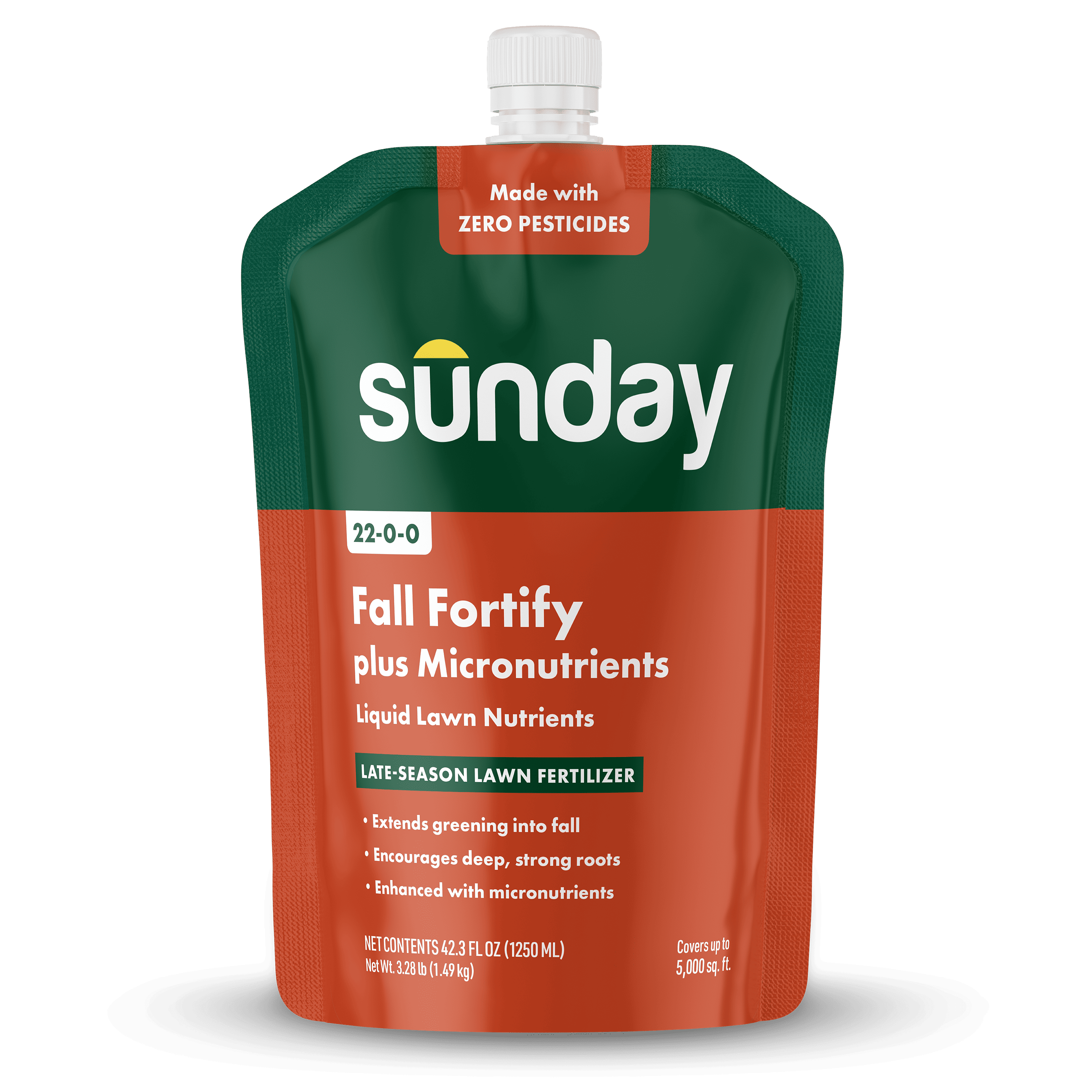 Fall Fortify Plus liquid lawn fertilizer pouch