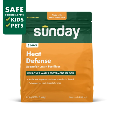 Orange and green bag of Heat Defense Granular Fertilizer