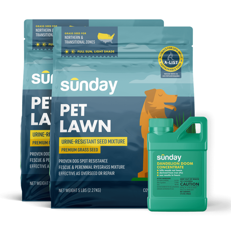 Pet Lawn Grass Seed and Dandelion Doom Weed Control