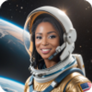 Example of an AI Portrait transforming a guest into a smiling astronaut.