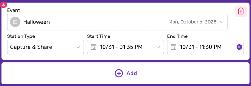 Showing the scheduling of a Halloween event