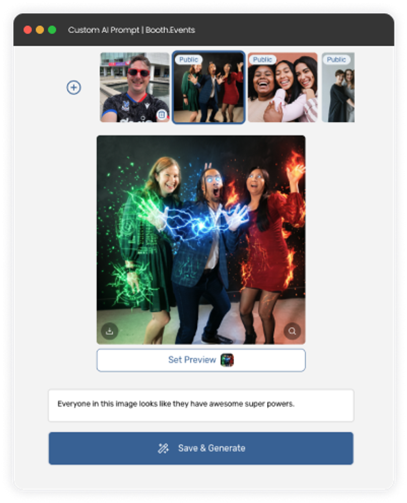 A screenshot of the AI Prompts feature from Booth.events