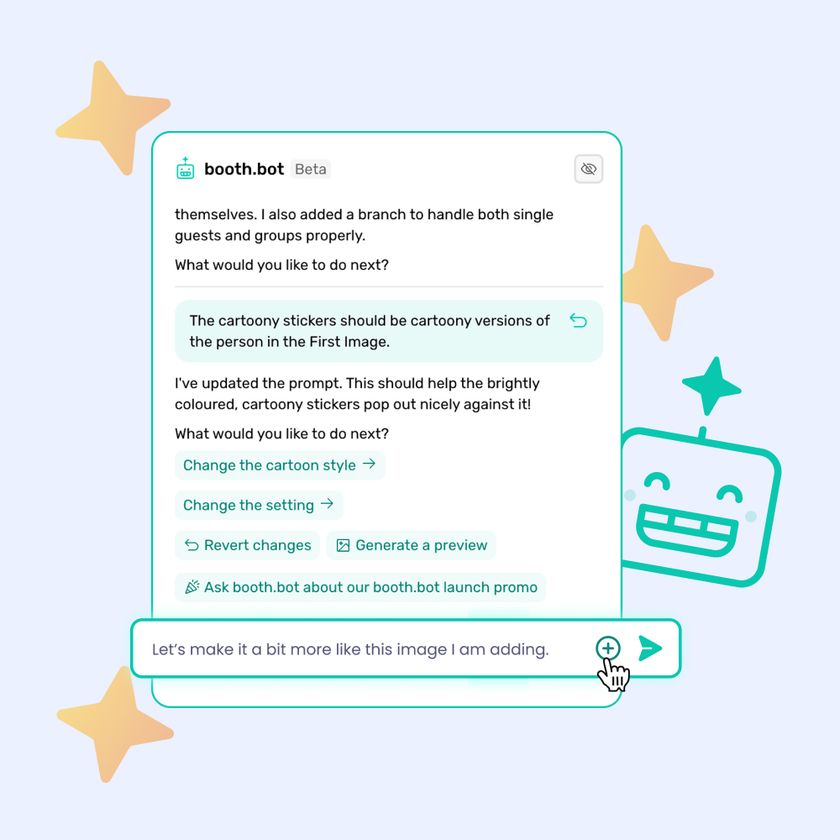 A graphic showing how easy it is to use Booth.Bot - the professional photo booth operator's best friend.
