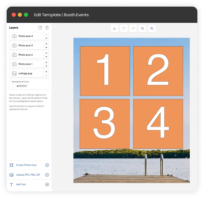 Image of the template editor from Booth.Events in action - booth operators can make changes even to live events.