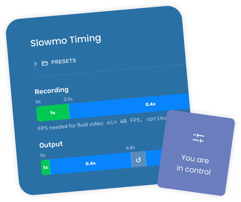 The slow-mo options for Booth.Events - the photo booth platform for professionals.