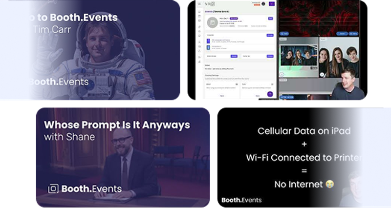 A collection of images showing the videos available from the Booth.Events YouTube channel.