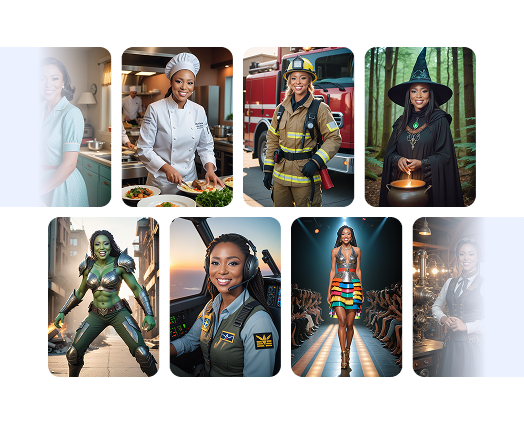Examples of all the amazing AI Portraits that are available on Booth.Events.