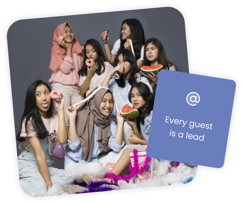 Every guest is a lead - the image depicts a series of guests using the Booth.Events platform.