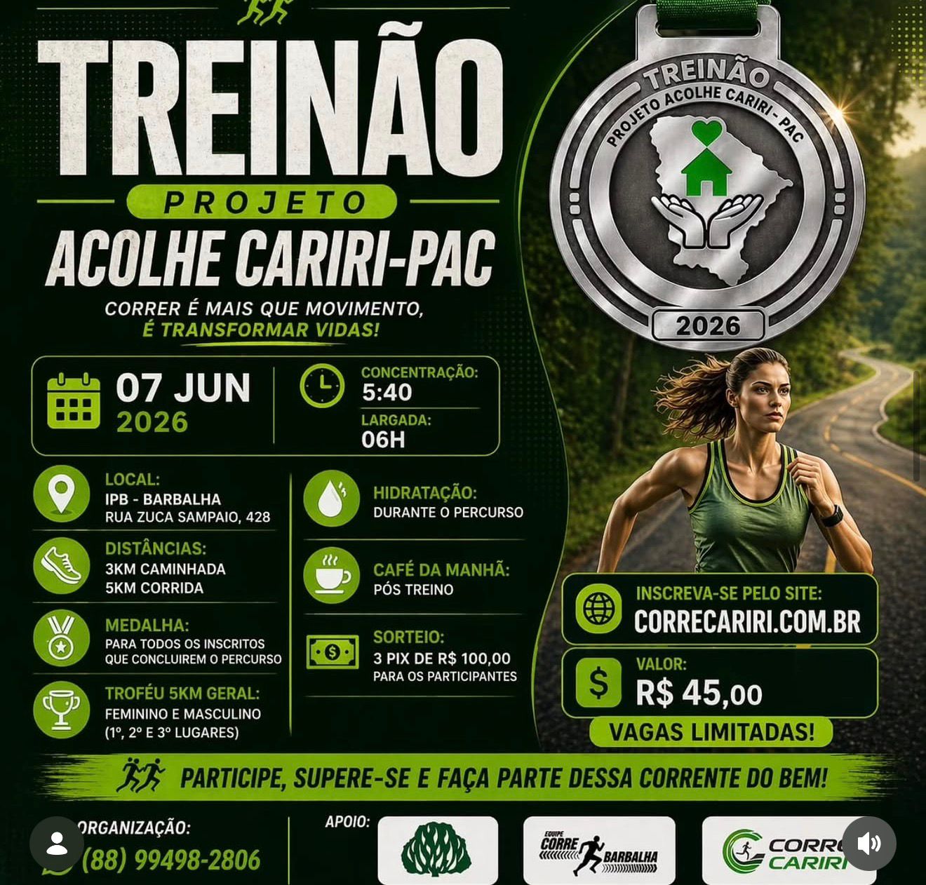 Flyer Treinão Projeto Acolhe Cariri-PAC