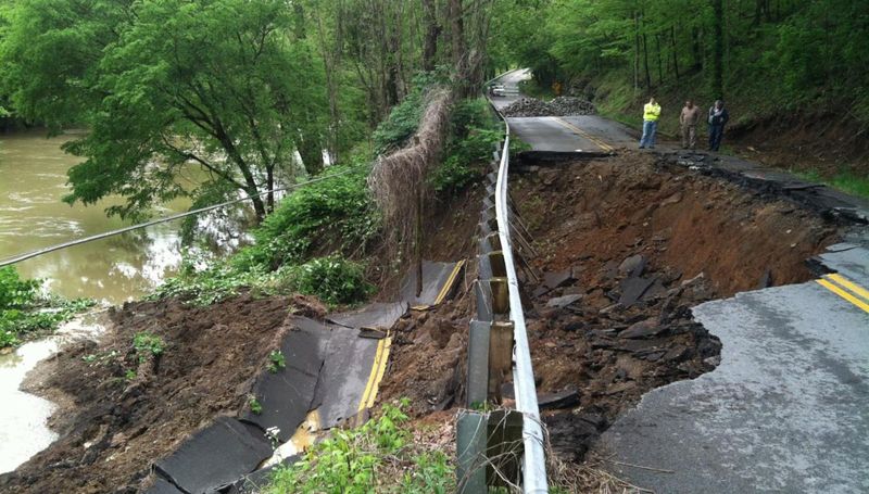 Mountain Road Blocked During the Journey