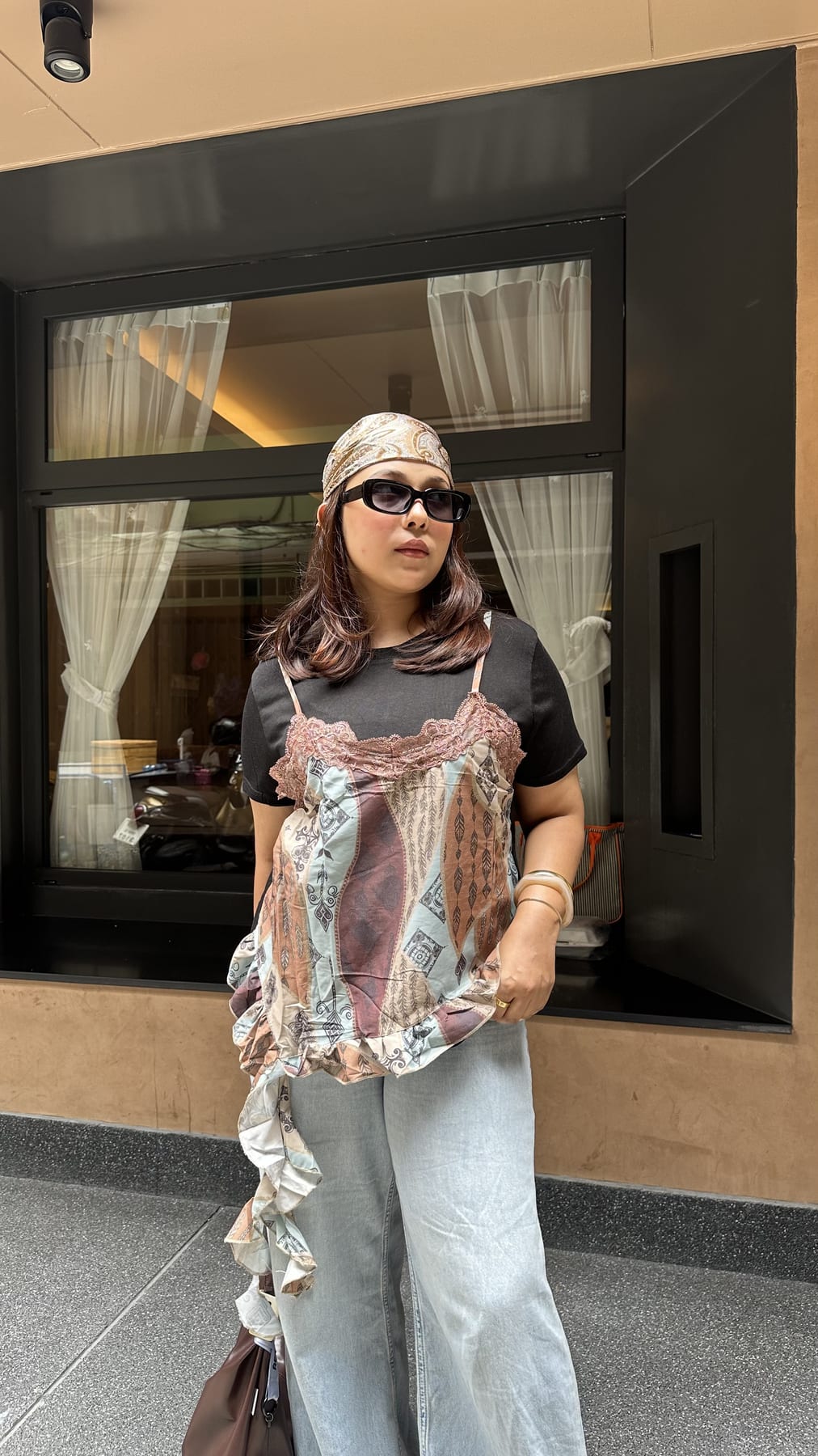 Printed cami layered tee