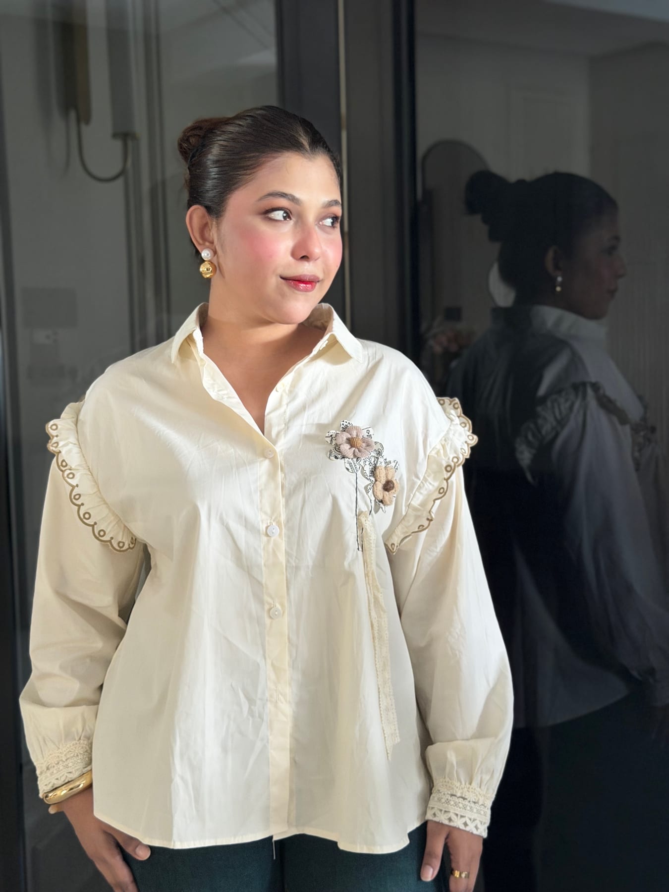 Ivory embroidered blouse