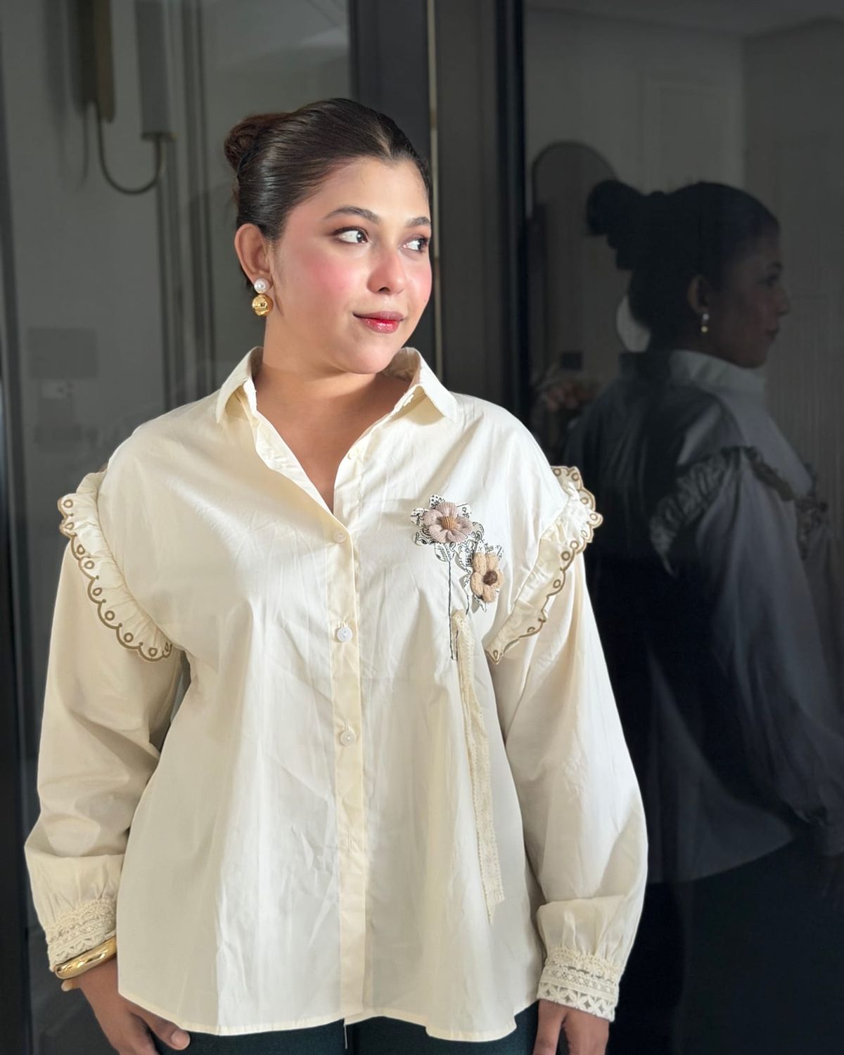 Ivory embroidered blouse