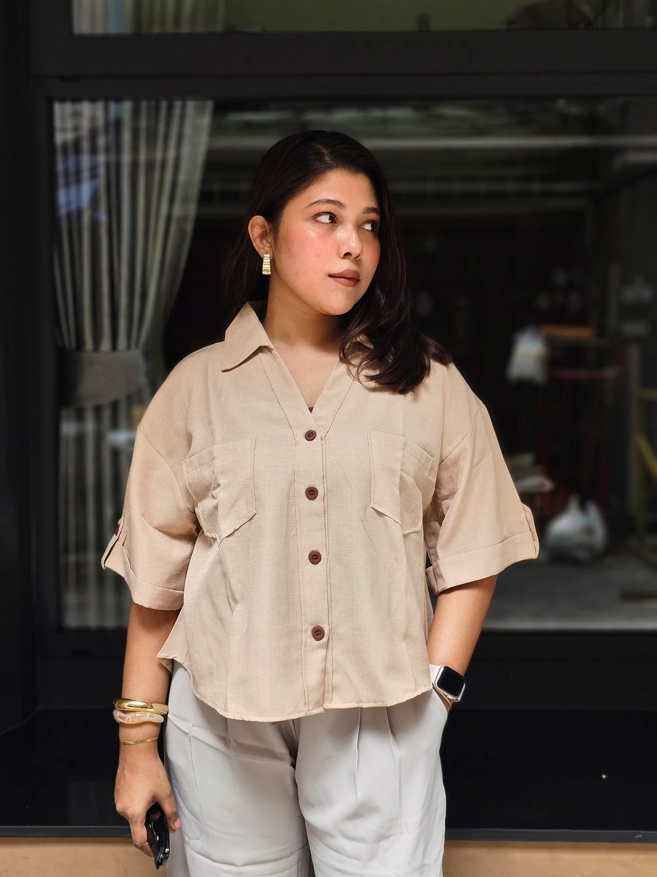 Tan pocket shirt