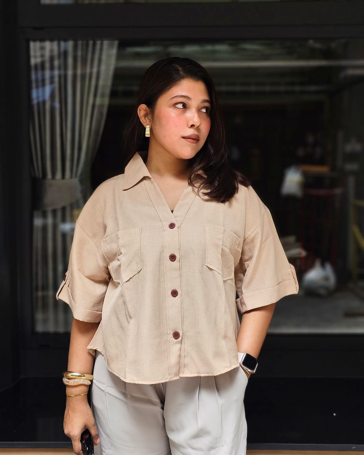 Tan pocket shirt