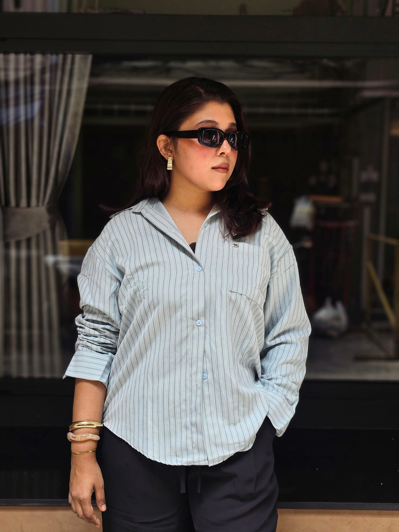 Sky pinstripe shirt