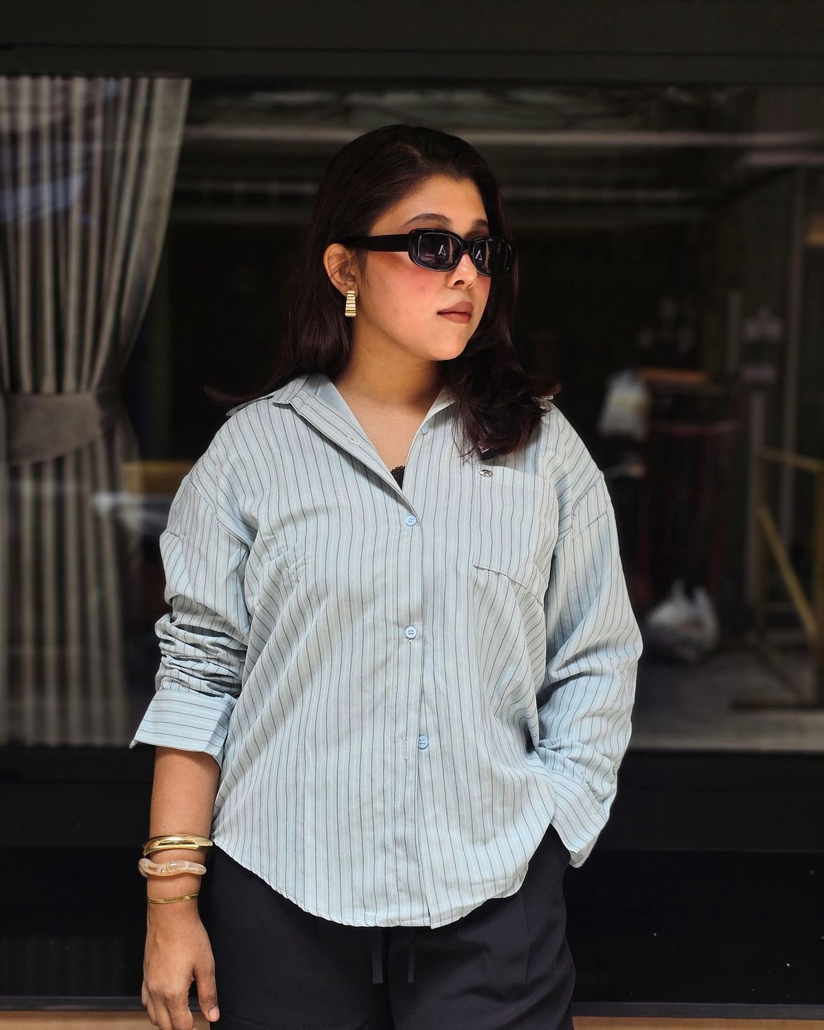 Sky pinstripe shirt