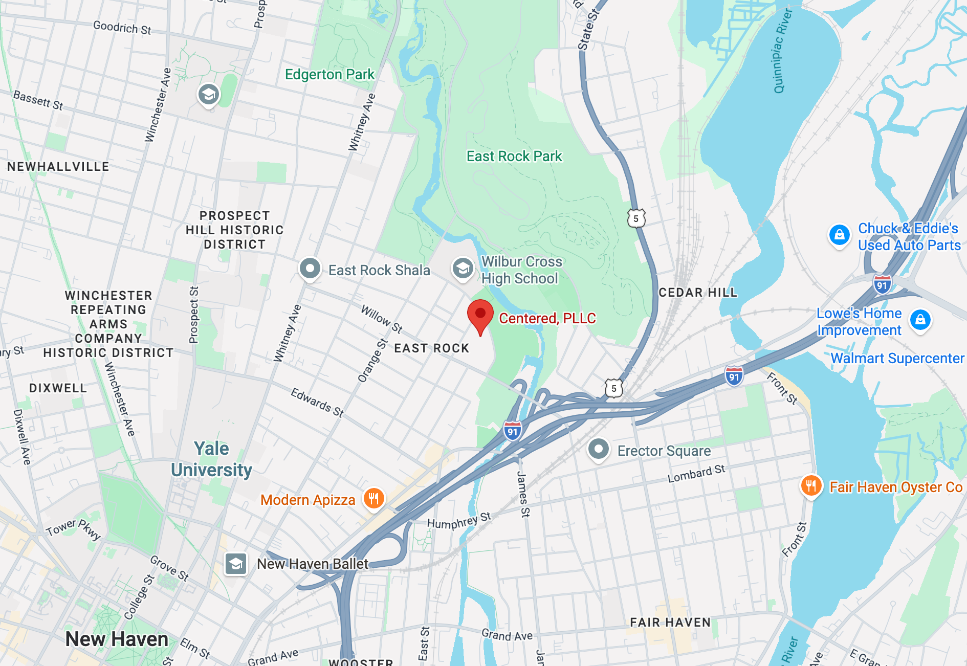 Screenshot of Centered's location as depicted on Google Maps.