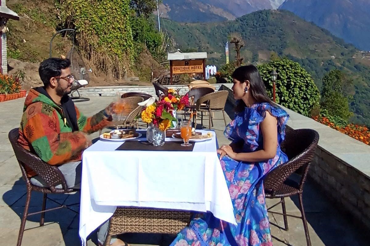 A table laid on the terrace