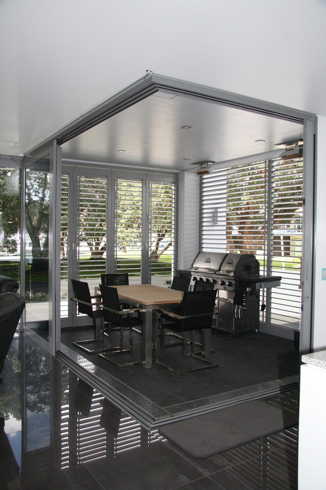 Water View Homes — dining behind the louvres