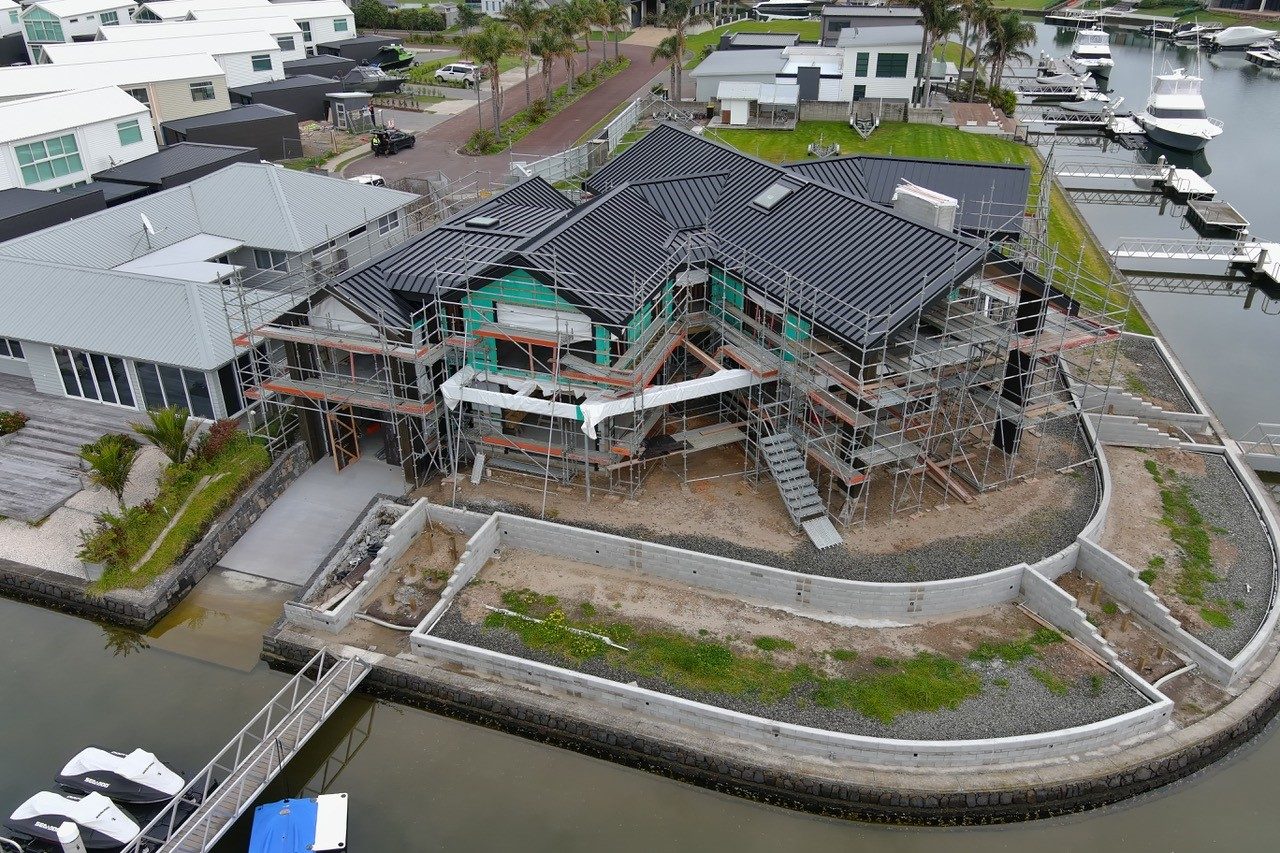 Pauanui — roof on, from the air