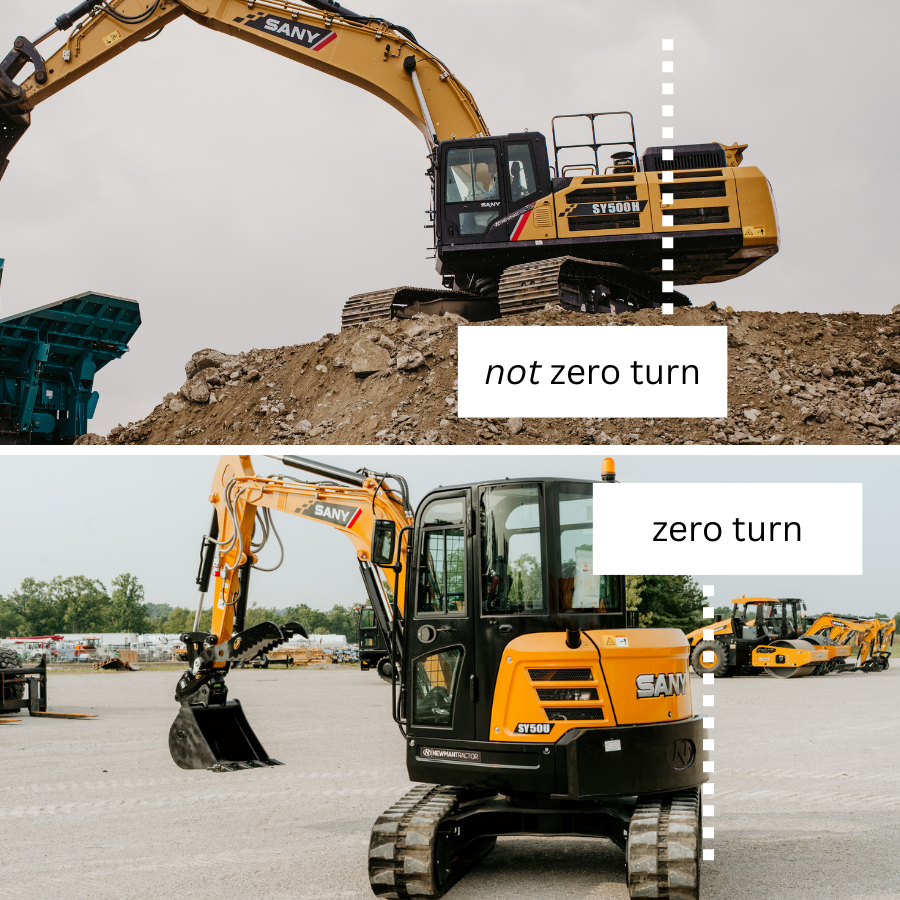 Comparing a SANY SY500H to an SY50U tail swing