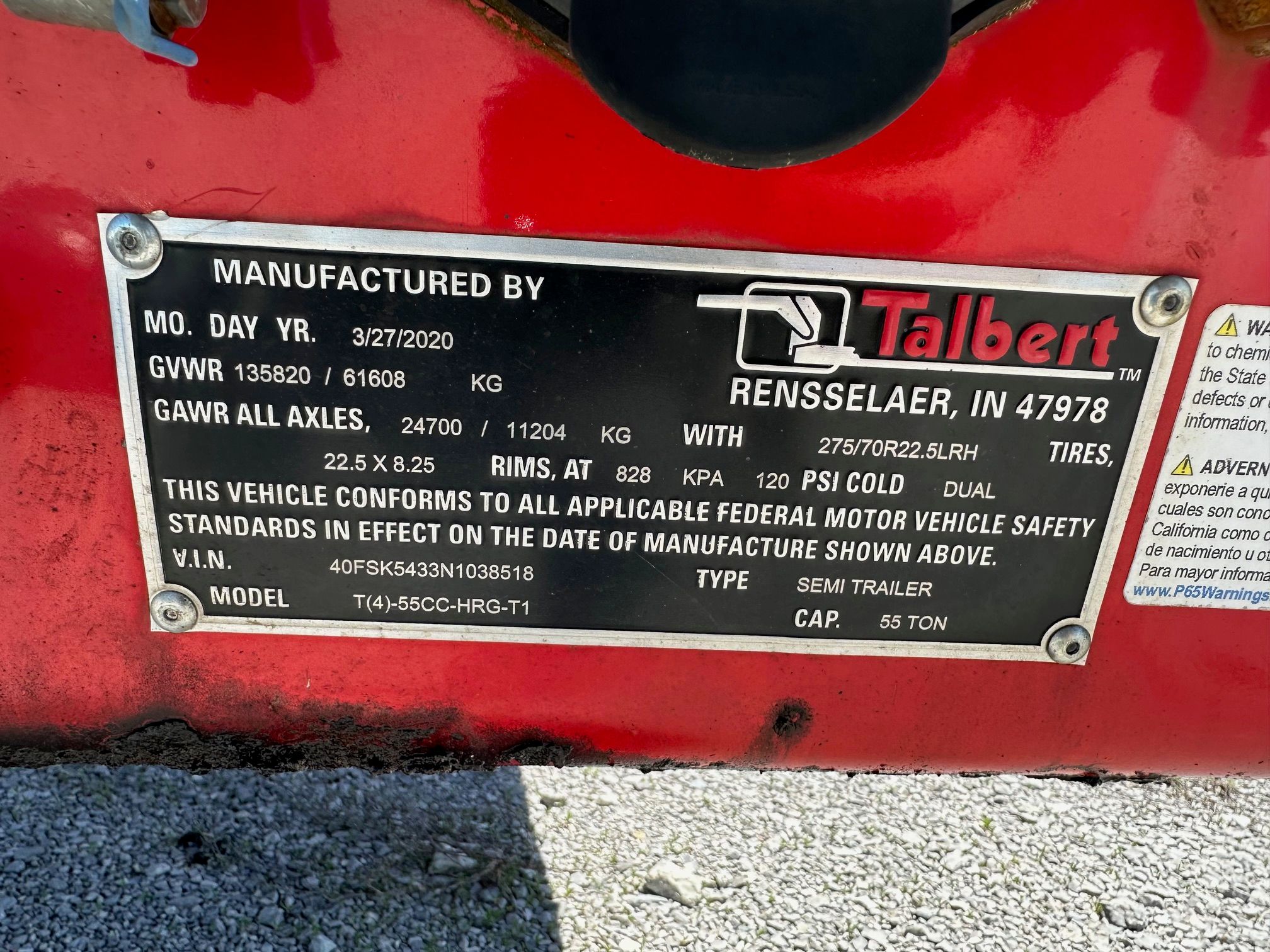 2020 TALBERT T455CC 55 TON TRAILER Photo 10 Thumbnail