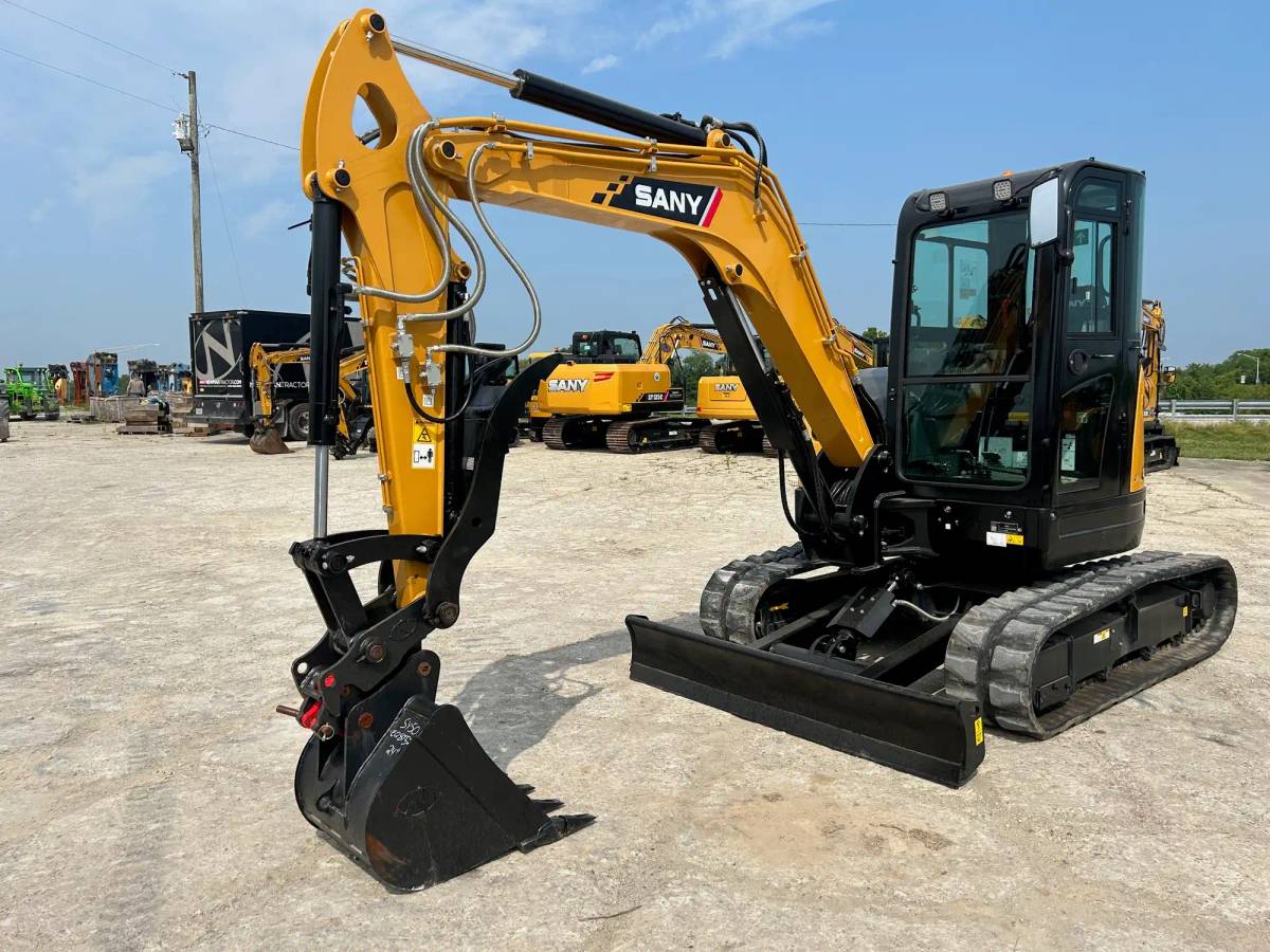 mini excavator in a lot