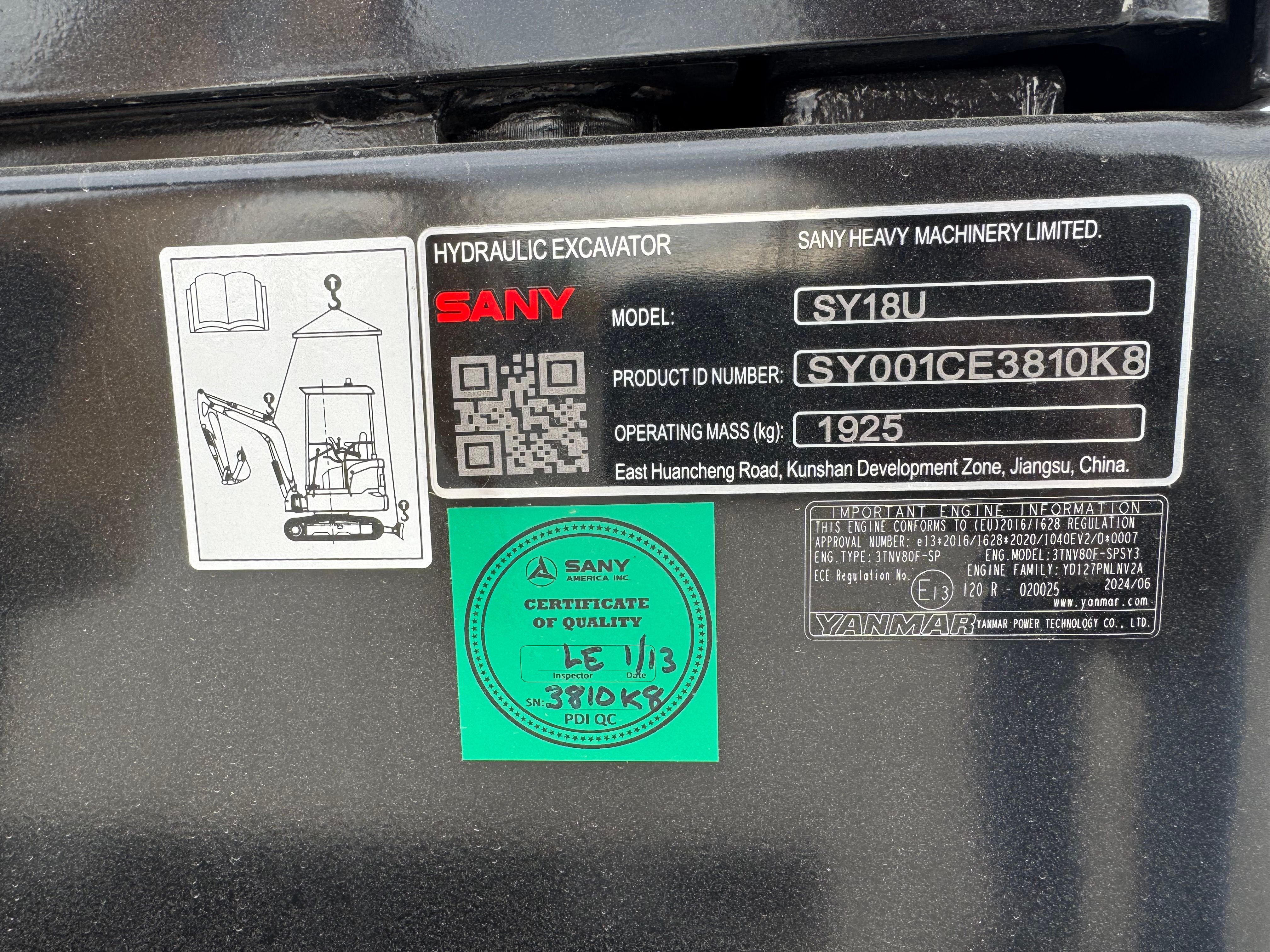 2025 SANY SY18U Photo 1 Thumbnail