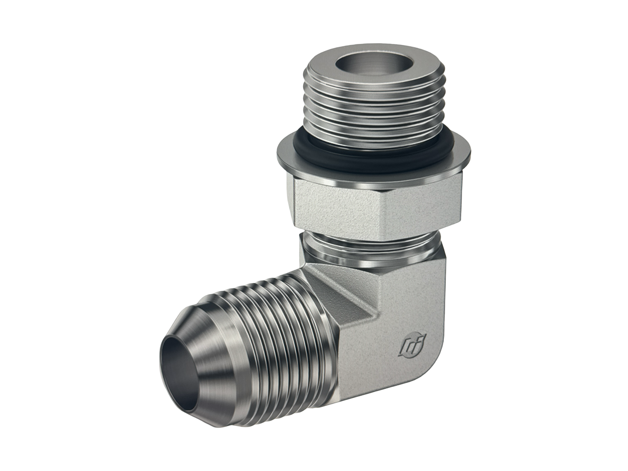 Steel, SAE J514 37° Flare 90° Adjustable Port Elbow, 1/4" Male JIC x 1/2-20 Male Adjustable ORB Photo 1