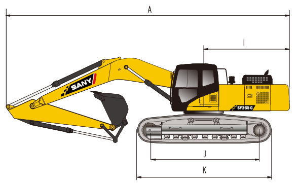sany-sy500h-excavator-overall-dimensions-chart