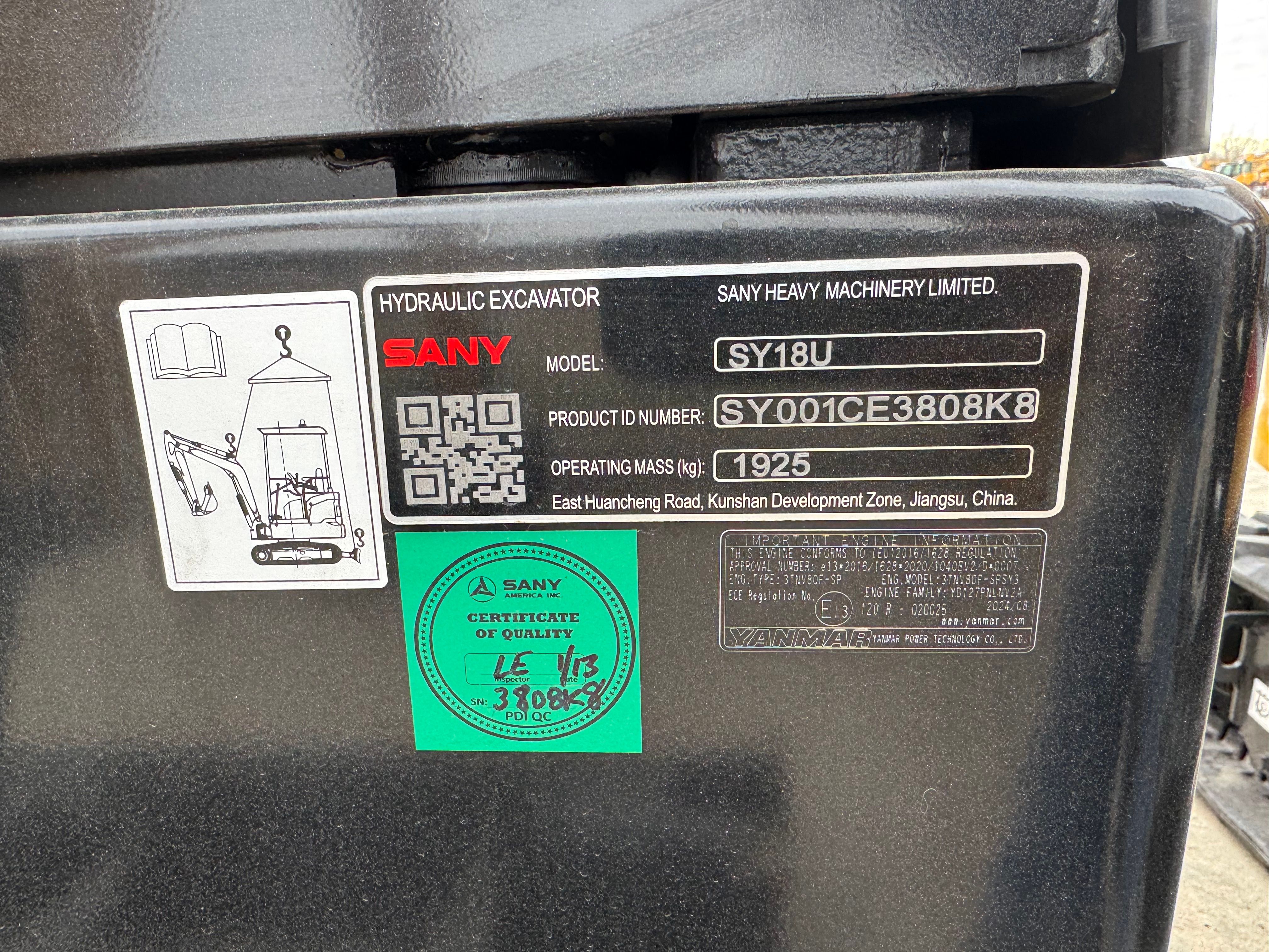 2025 SANY SY18U Photo 1 Thumbnail